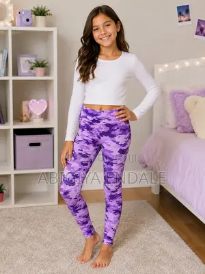 Girls Purple Camouflage Stretch Leggings