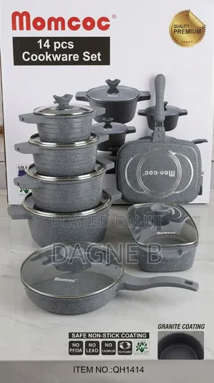 Momcoc 14-Piece Granite Coating Cookware Set ማምኮክ ድስት