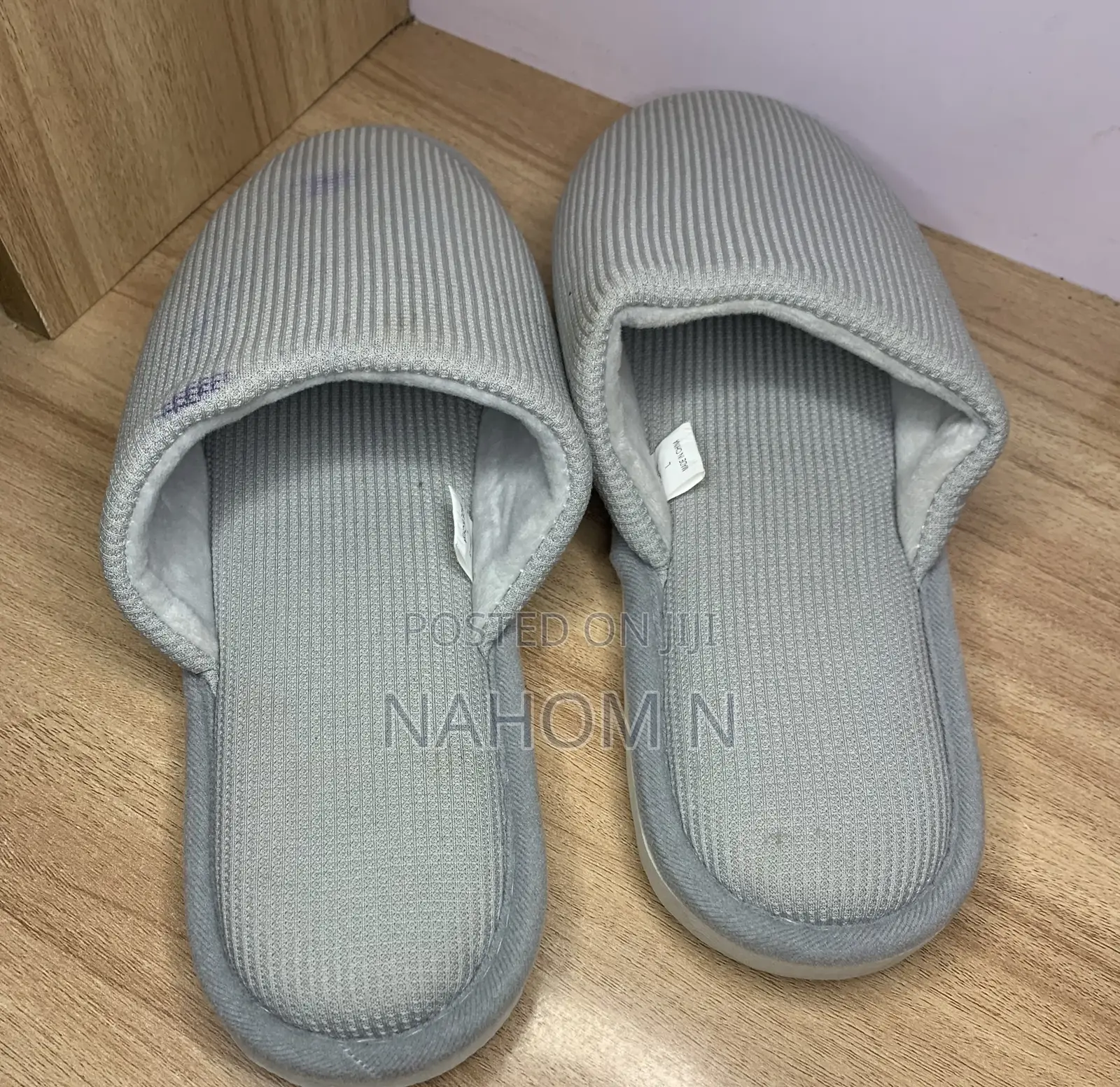 Grey, Striped Fay Unisex House Slippers F