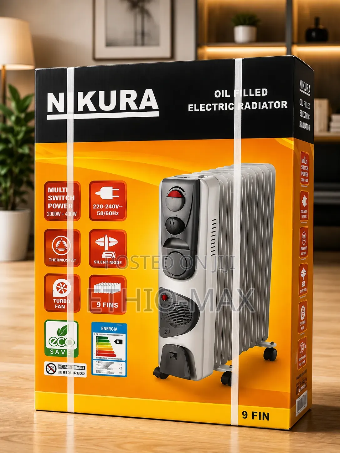 Nikura Oil Heater Electric Radiator With Fan – Original 9 Fin