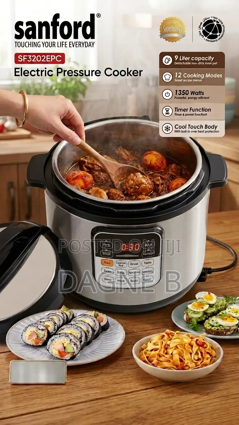 Pressure Cooker 9L Sanford Digital Electric ሳንፎርድ የኤሌክትሪክ ኩከር