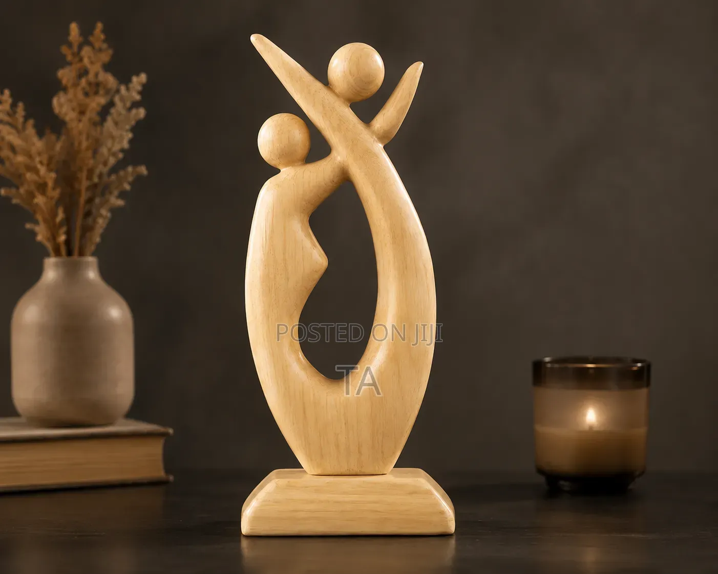 Handcrafted Wooden Couple Sculpture – Premium Austrian Wood