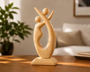 Handcrafted Wooden Couple Sculpture – Premium Austrian Wood