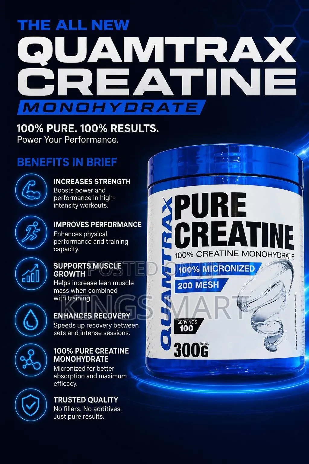Pure and Micronised Creatine Monohydrate 100 Serving