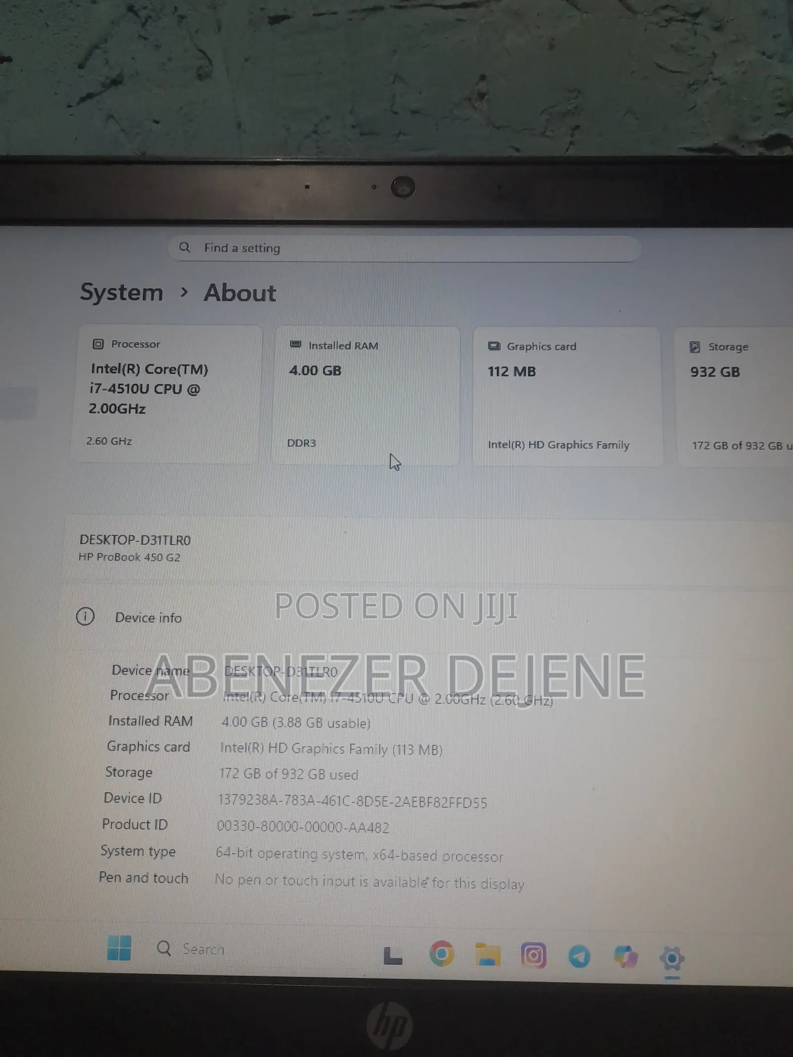 Laptop HP ProBook 450 G2 4GB Intel Core i7 HDD 1T