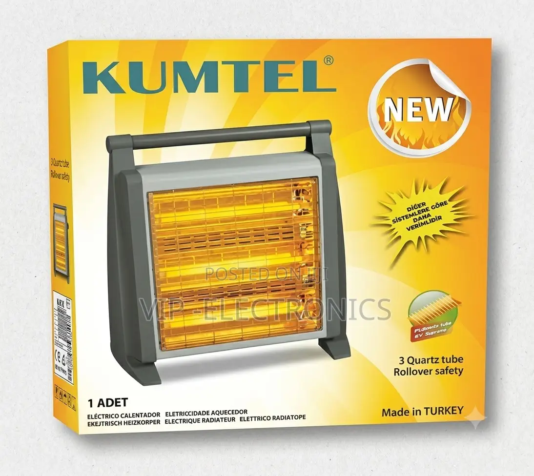 Kumtel Room Heater 3-Quartz Tube Electric Heater – Made in Turkey