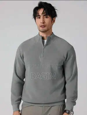 European Standard Men’S Light Grey Quarter Zip Sweater | Italian Wear