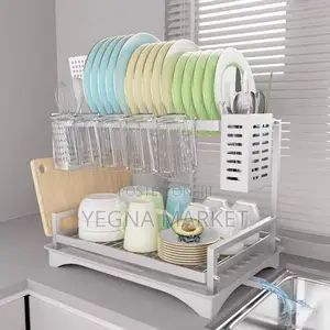 ዘመናዊ 2-ደረጃ የዕቃ ማድረቂያ (Dish Drying Rack) ወጥ ቤትዎን ንፁህ፣ የተደራጀ እና ውብ ያድርጉ!