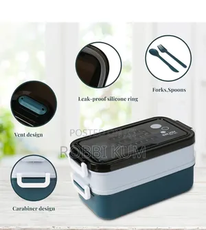 አዲስ! Brand New Kimola Double-Layer Lunch Box With Utensils!