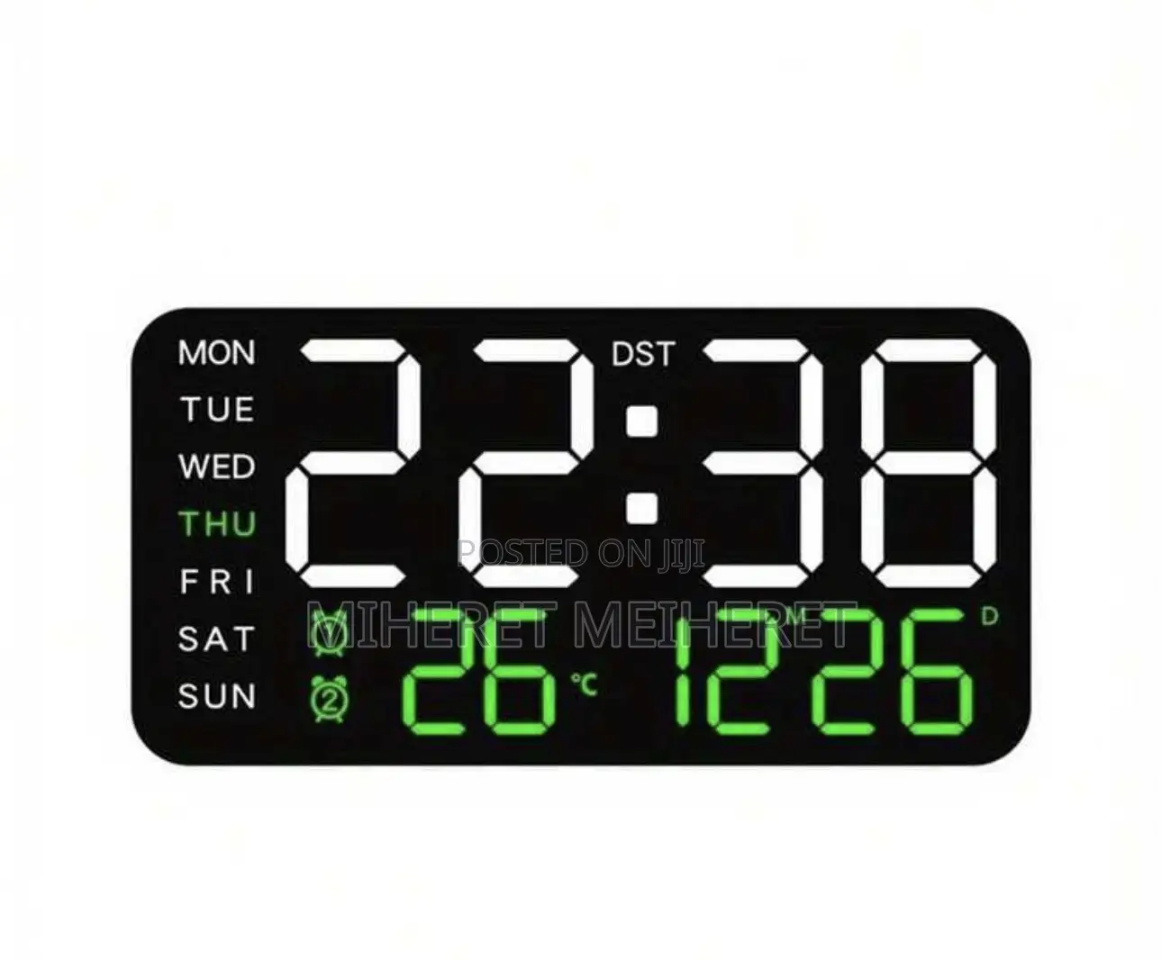 LED Digital Wall Clock With Temperature Display, Date and Weekday -L