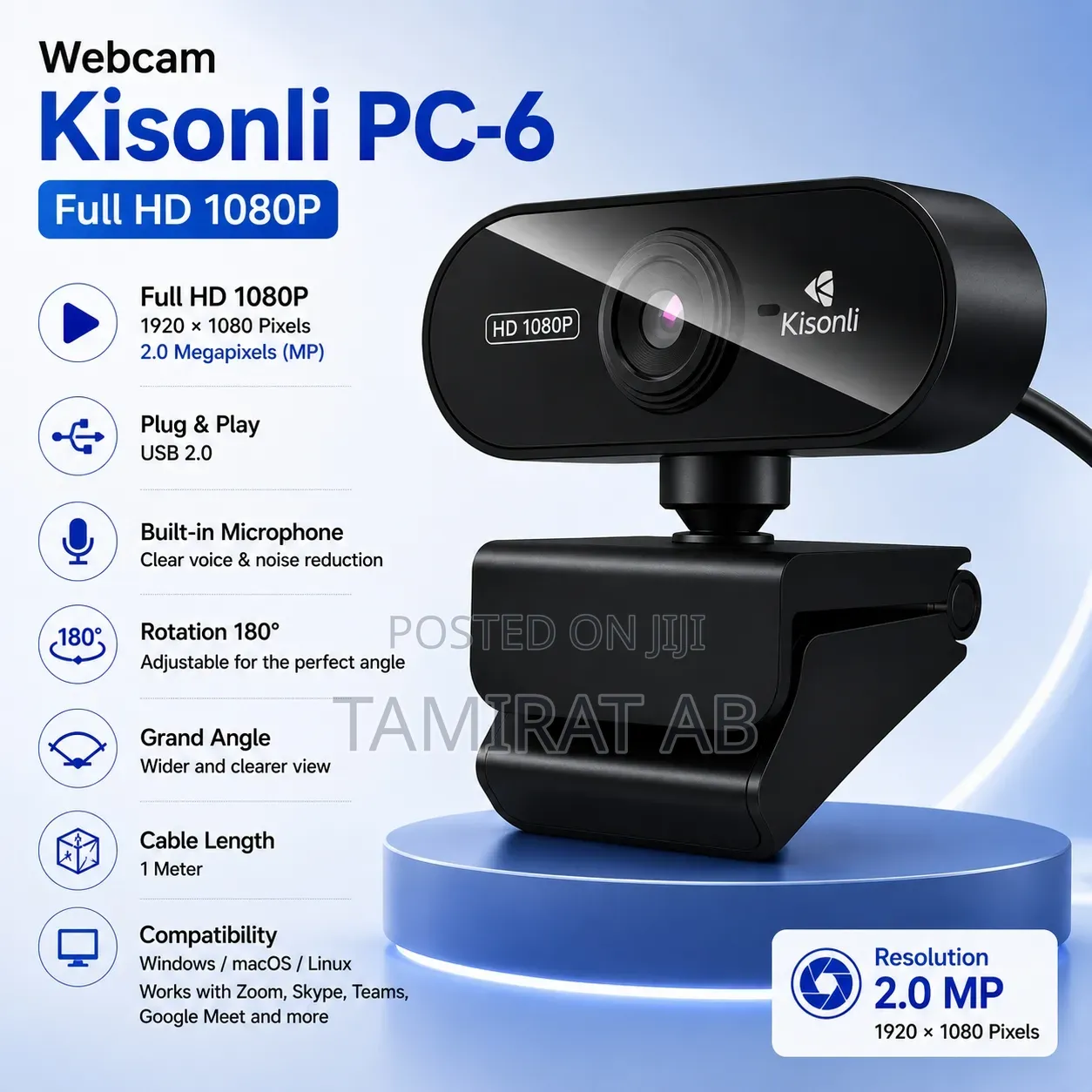 Kisonli PC-6 Full HD 1080P Webcam