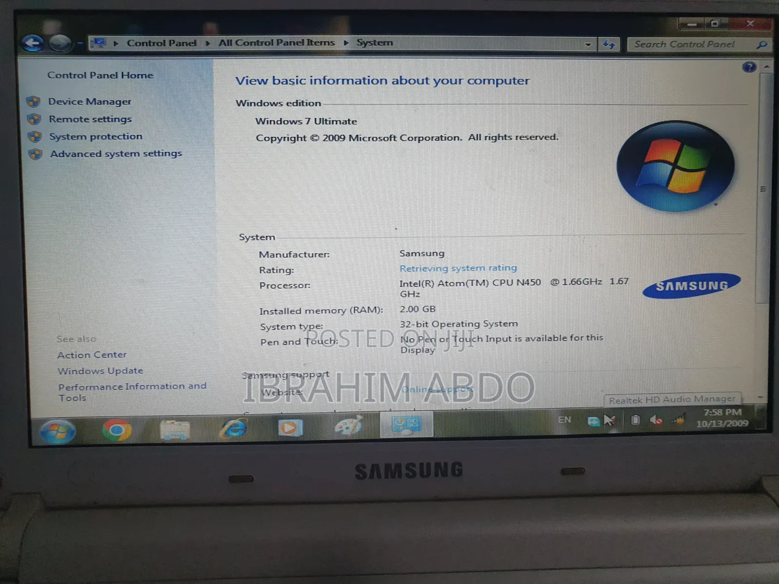 Laptop Samsung 2GB Intel Core i3 SSHD+SSD 256GB