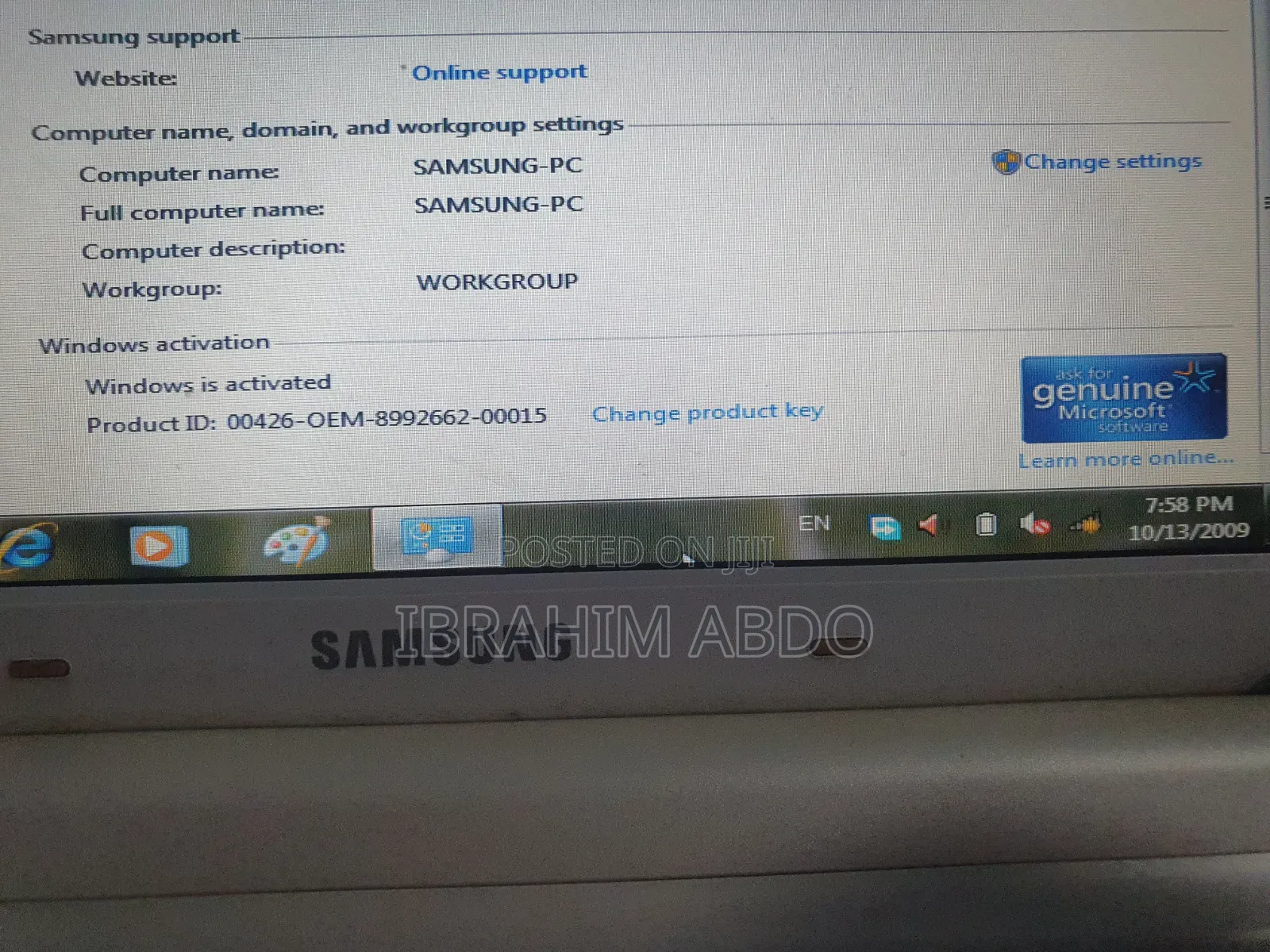 Laptop Samsung 2GB Intel Core i3 SSHD+SSD 256GB