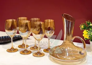 Golden Glass Decanter Set/ወይን መቅጃ