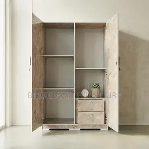 Modern 2 Door Wardrobe With Marble Design -