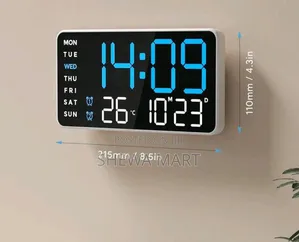 Teckwe Large Digital Wall Clock With Temperature Calendar Alarm Night