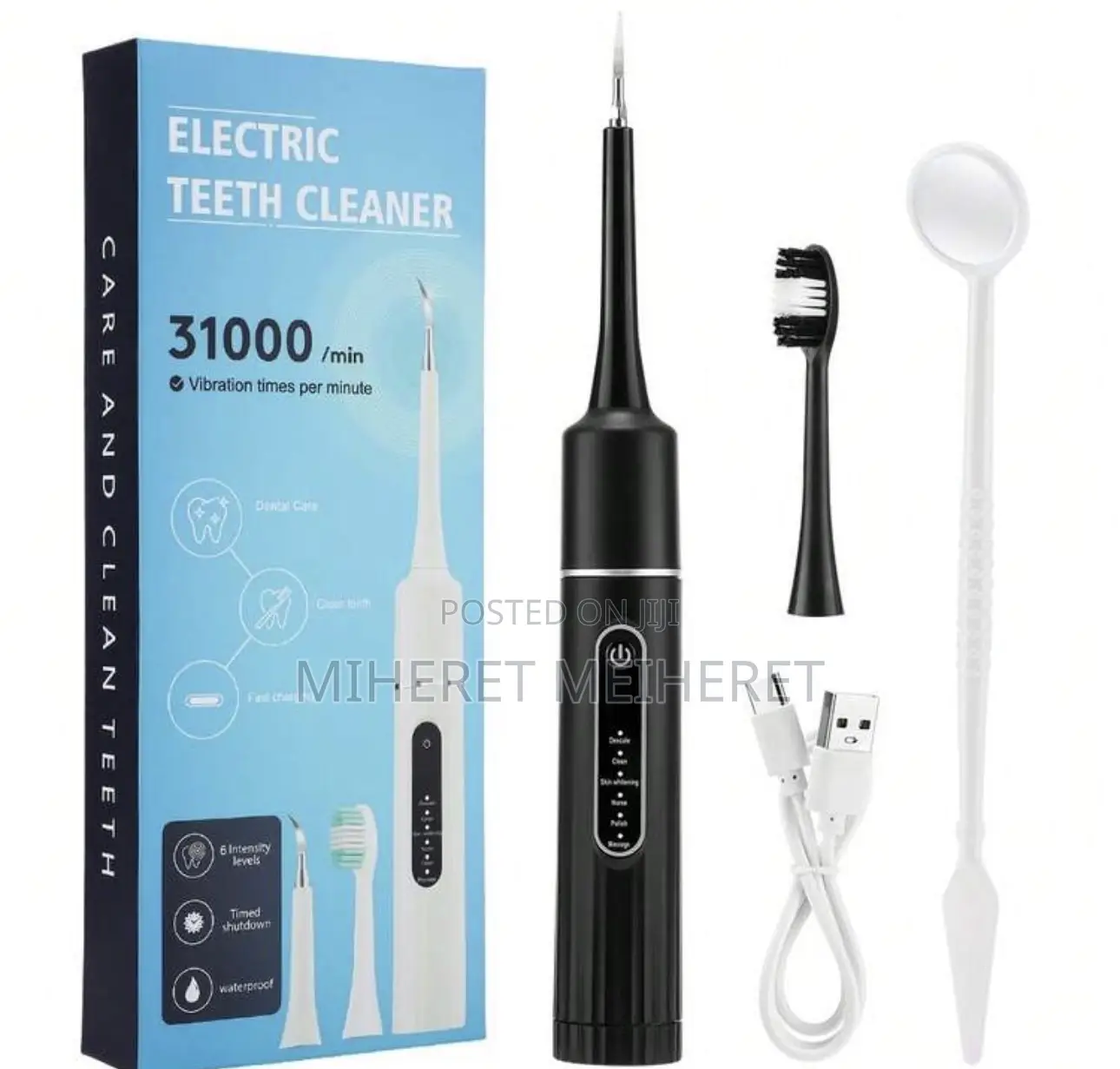 Hailicare 6 Gear Electric Toothbrush, Black White, IPX6 Waterproof