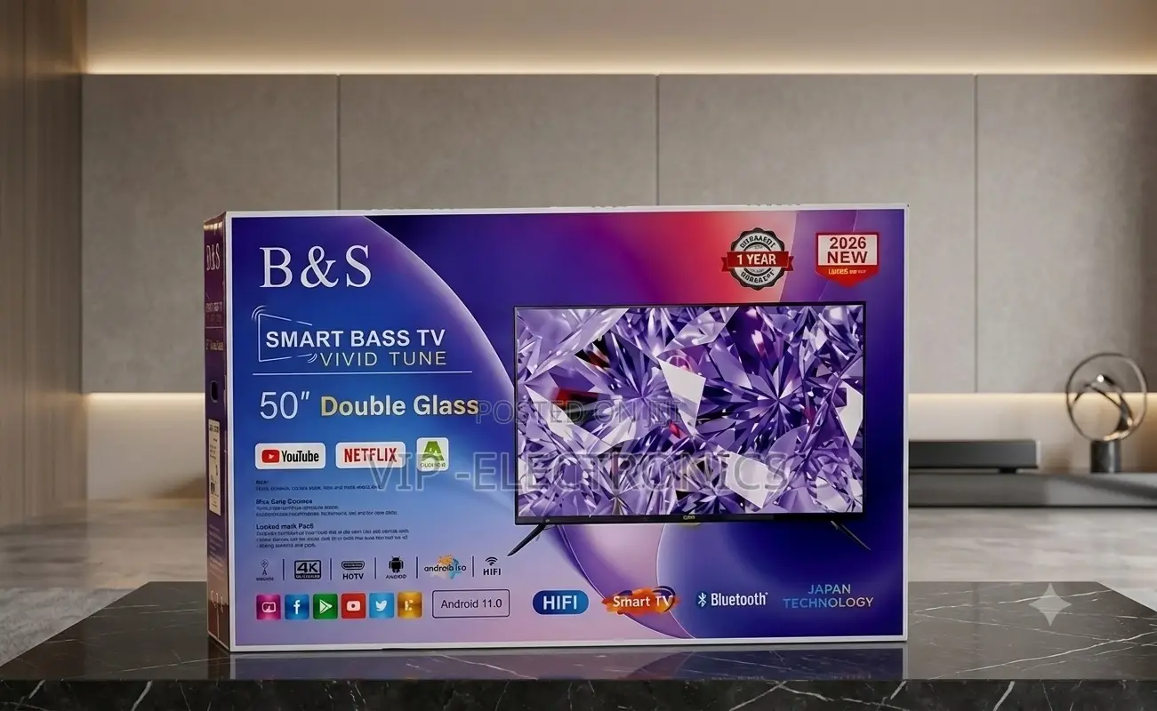 B S TV 50 Inch UHD Smart Android TV (2026 Model) – Double Glass