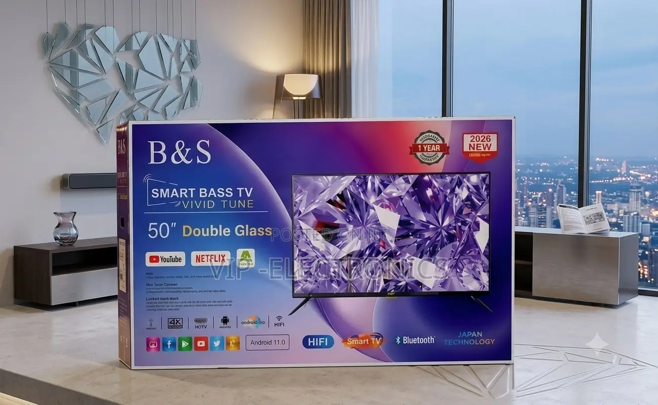 B S TV 50 Inch UHD Smart Android TV (2026 Model) – Double Glass