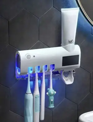 White Smart Toothbrush Sterilizer, No-Drill Wall-Mounted Toothbrush H