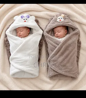 2-Pack Plush Hooded Baby Swaddle Blanket Soft for Boys Girls