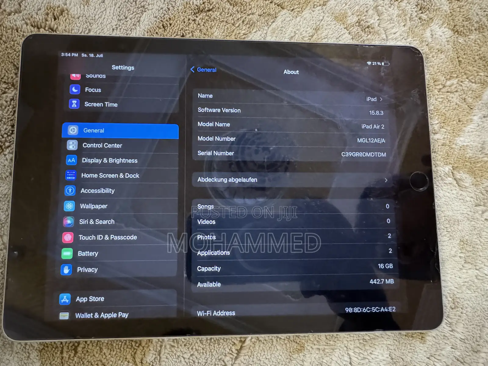 Apple iPad Air 2 16 GB Silver