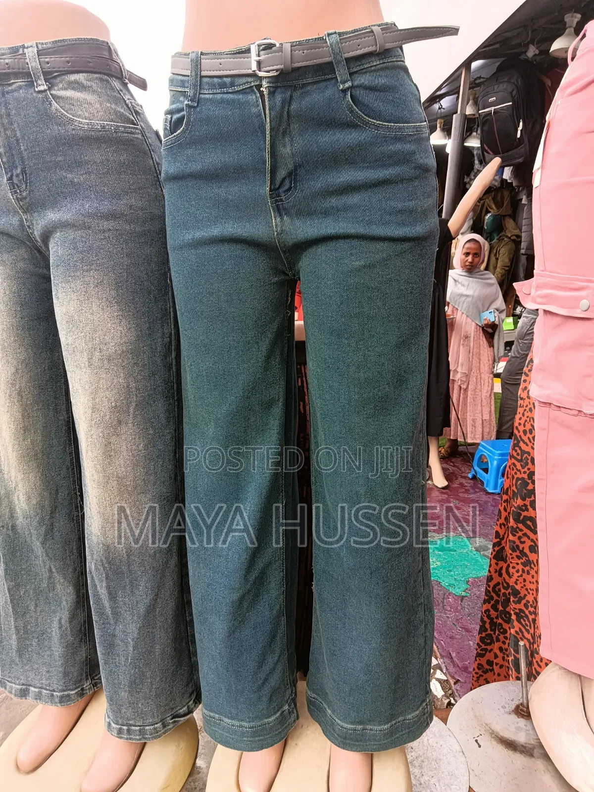 High-Waist Wide-Leg Women's Jeans With Belt