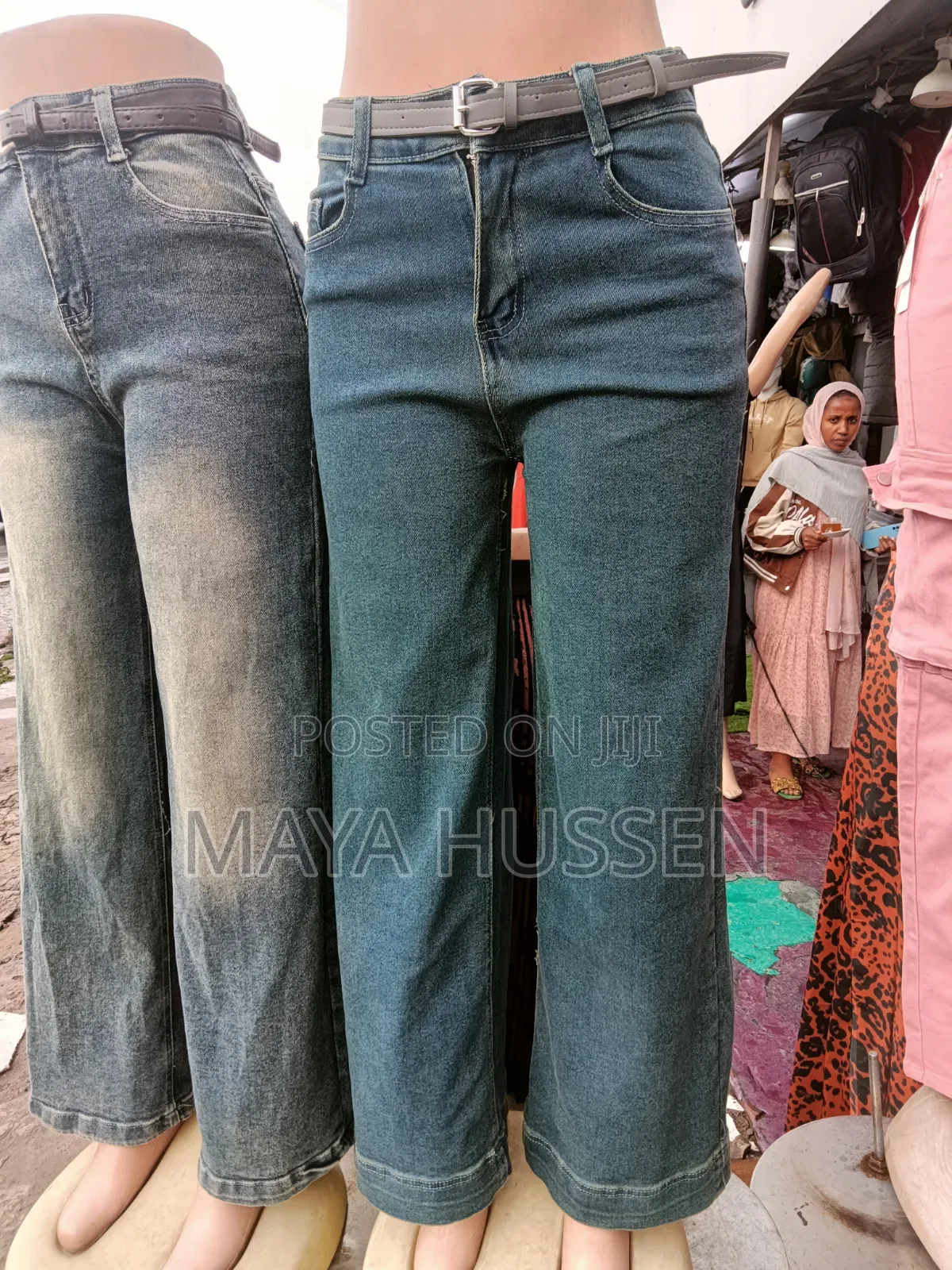 High-Waist Wide-Leg Women's Jeans With Belt