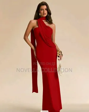 Women's Asymmetric Neck Tie-Up Fishtail Dress,Elegant Graduation Dress
