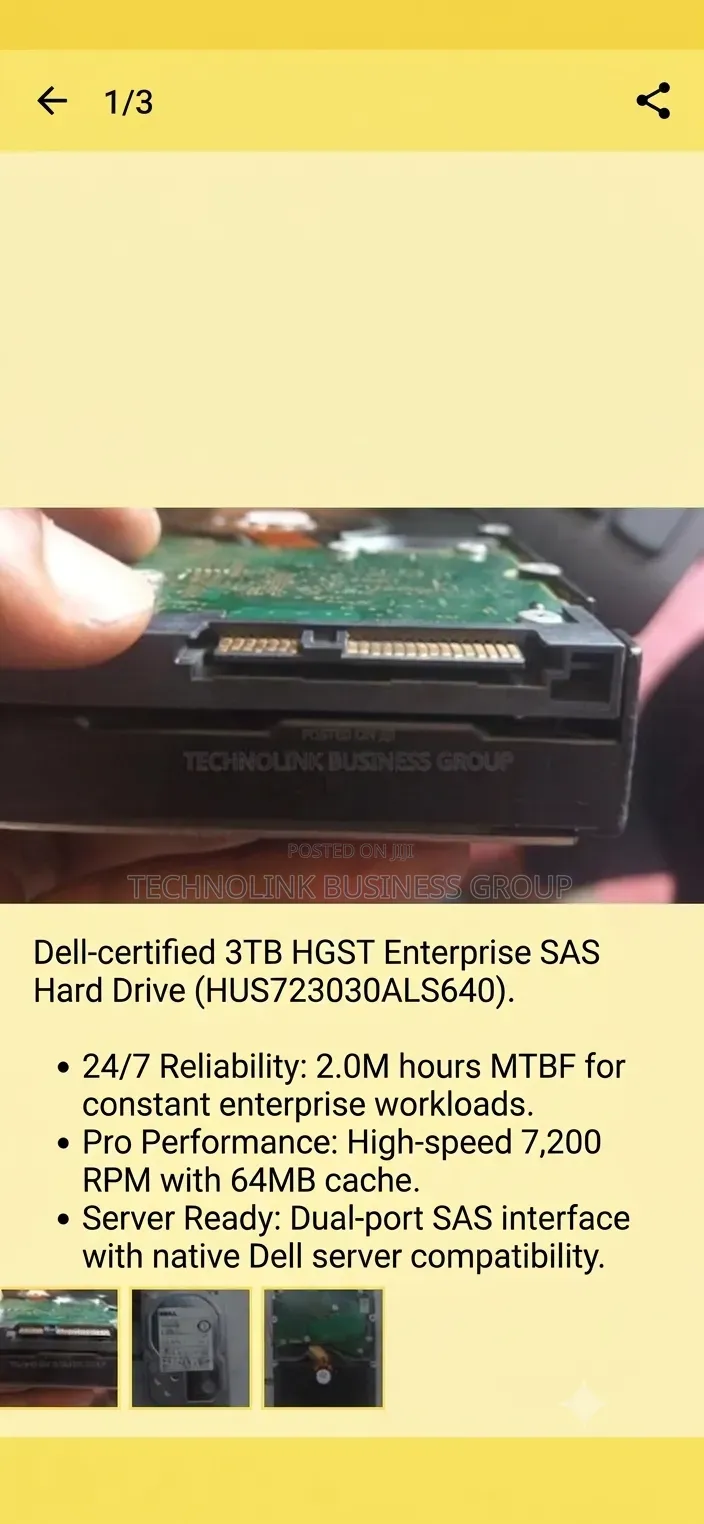 Dell 3TB Enterprise SAS Hard Drive 3.5" (7200 RPM)