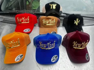 Velvet "New York" Gold Trucker Caps: