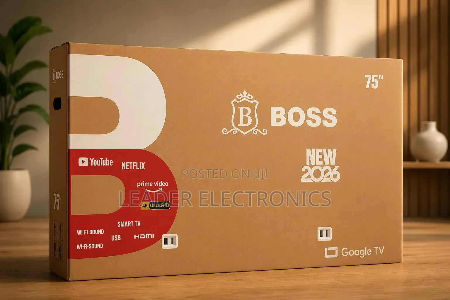 Boss TV 75" Smart Google TV UHD QLED Display – New Arrival