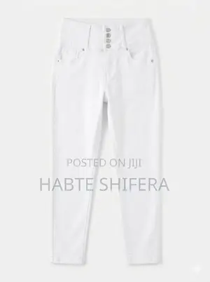 Ladies High-Waist White Skinny Jeans