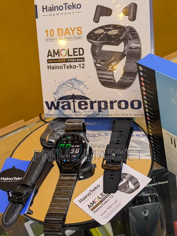 HainoTeko 12 Smartwatch + Hidden Wireless Earbuds +10 Days Battery