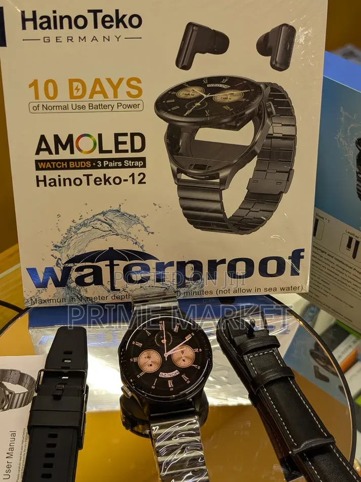 HainoTeko 12 Smartwatch + Hidden Wireless Earbuds +10 Days Battery