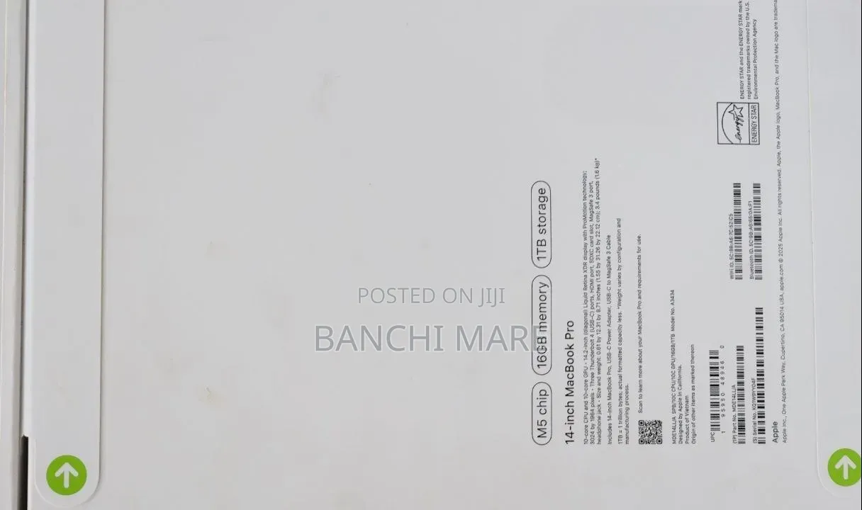 New Laptop Apple MacBook Pro 2025 M5 16GB Apple M5 Pro SSD 1T