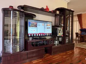 Wood TV Stand With Cabinet and Drawers