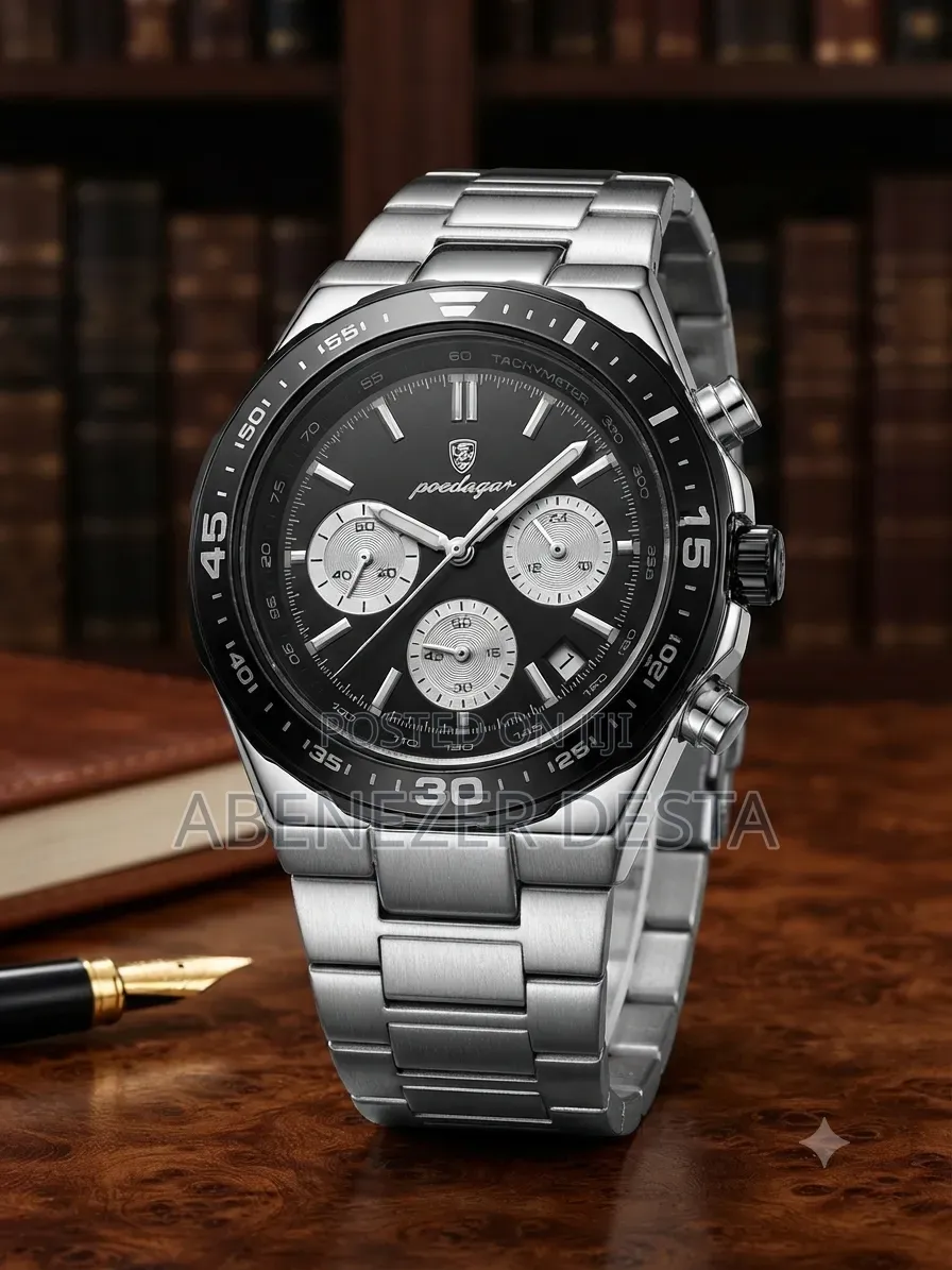 Poedagar Belmont Men's Wristwatch Featuring a Stainless Steel Bracelet