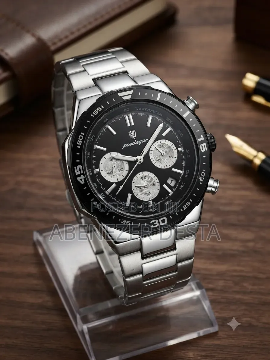 Poedagar Belmont Men's Wristwatch Featuring a Stainless Steel Bracelet