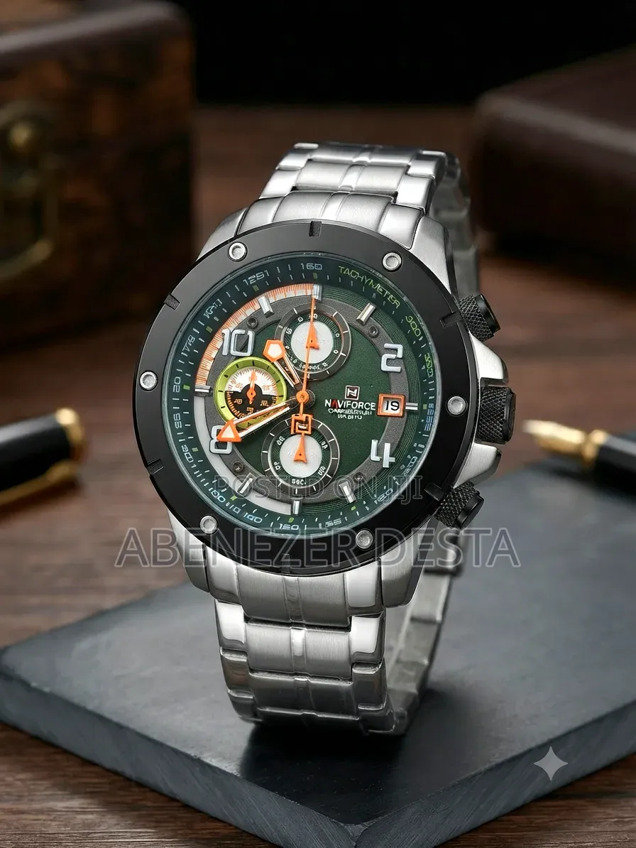 Naviforce NF8056 Wristwatch Featuring Green Dial and a Durable