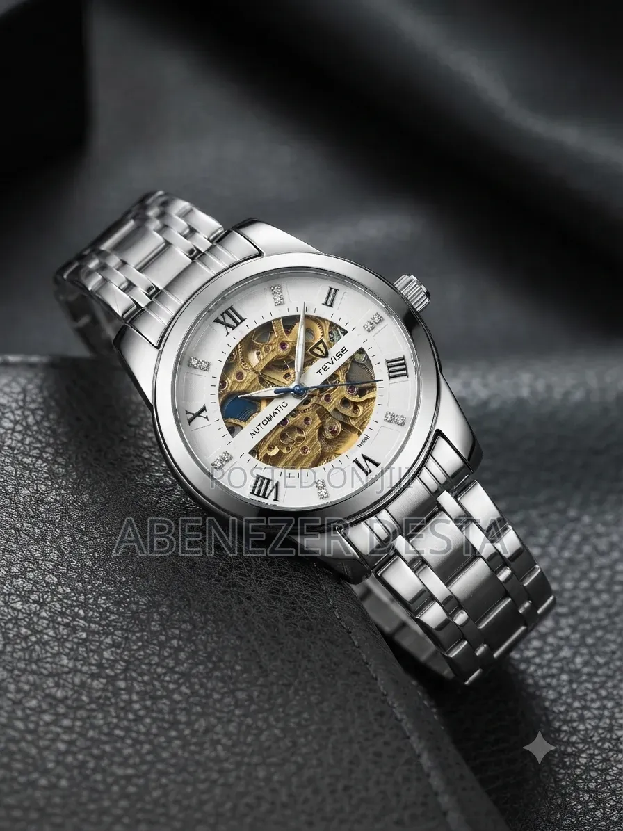 Tevise Watch Features Silver Stainless Steel Band and a Skeleton Dial