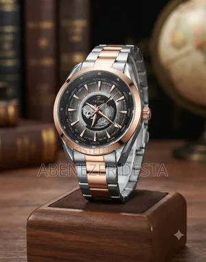 Tevise Brand Two-Tone Silver and Rose Gold Stainless St