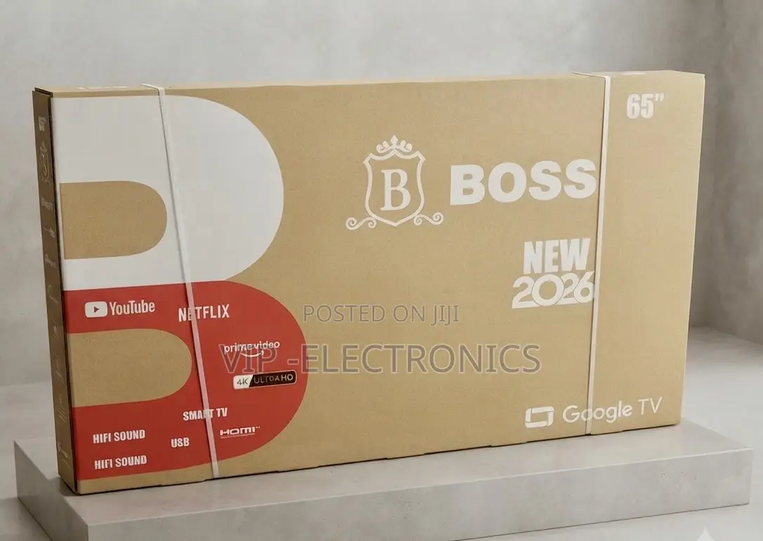 BOSS TV 65 Inch QLED Google Smart TV. Featuring a Sleek Frameless