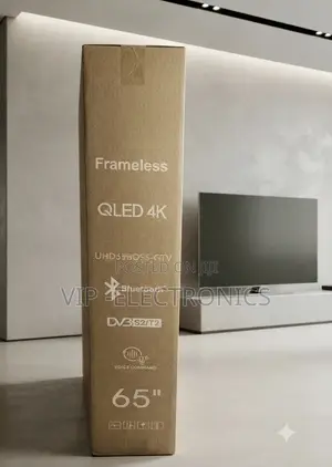 BOSS TV 65 Inch QLED Google Smart TV. Featuring a Sleek Frameless