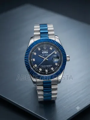 Rolex Day-Date Style Timepiece Featuring a Blue Dial With Diamond