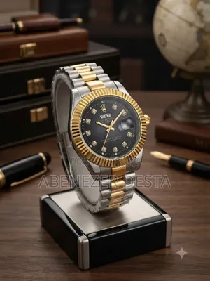 Rolex Two-Tone Men's Watch Features a Diamond- Accented Black Dial