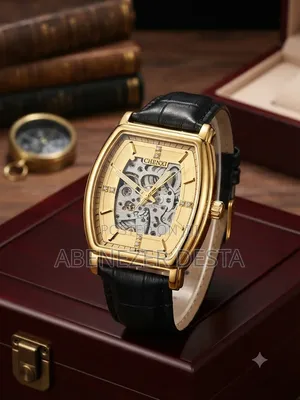 Chenxi Skeleton Dial Mechanicawatch Featuring a Rectangular Gold-Toned