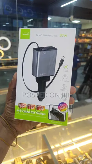 Rugga's 5-in-1 Gloss Car Charger – 30W Fast Charging FM Modulator