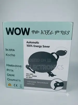 WOW Injera Maker End Enjera Metad– 2000W Automatic Non-Stick Griddle