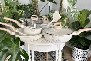 TELFORD 17‐Piece Granite Cookware Set–Pots, Pans,Glass Lids,Non‐Stick